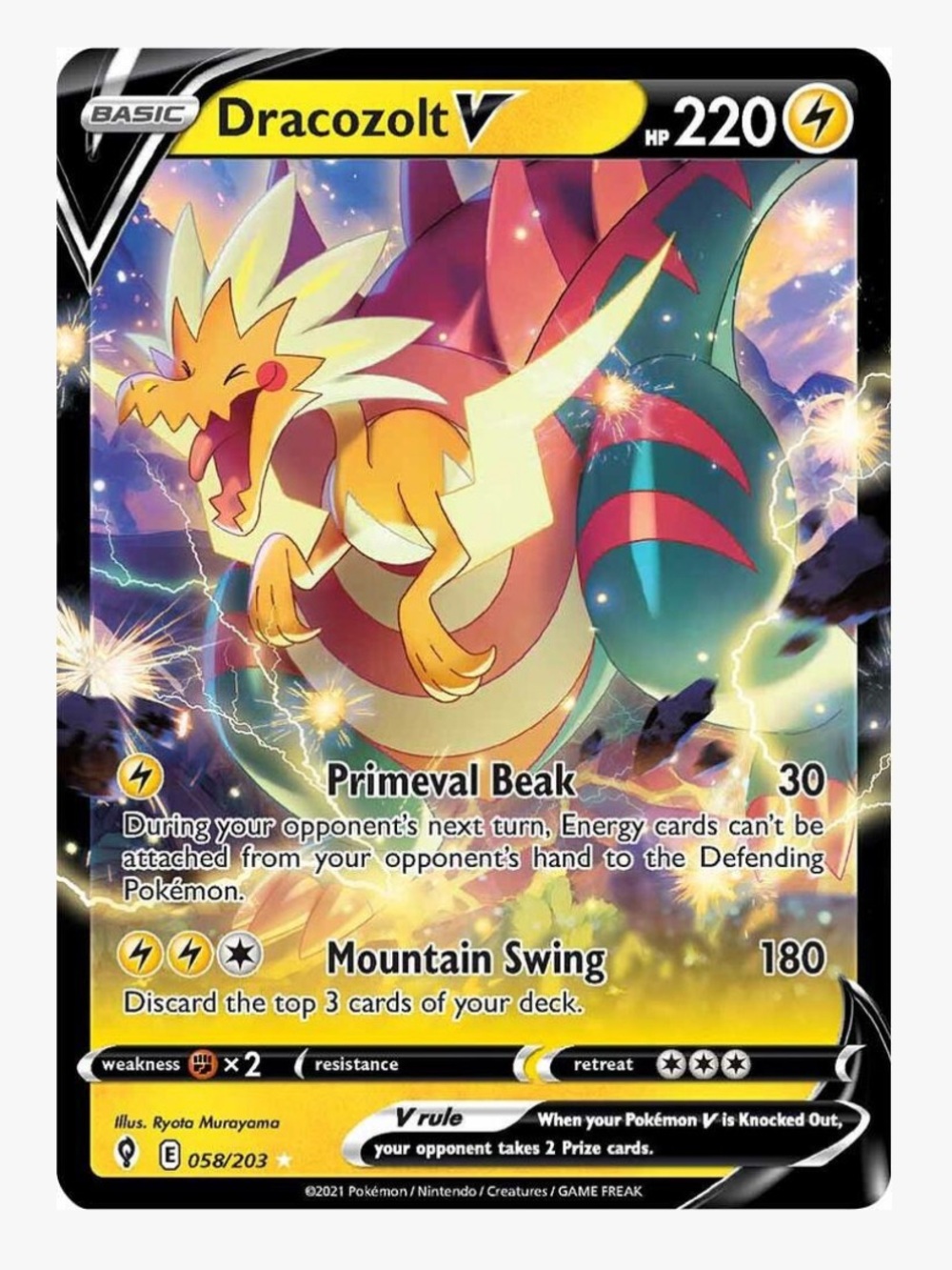 Dracozolt V SWSH07: Evolving Skies Pokemon Trading Card